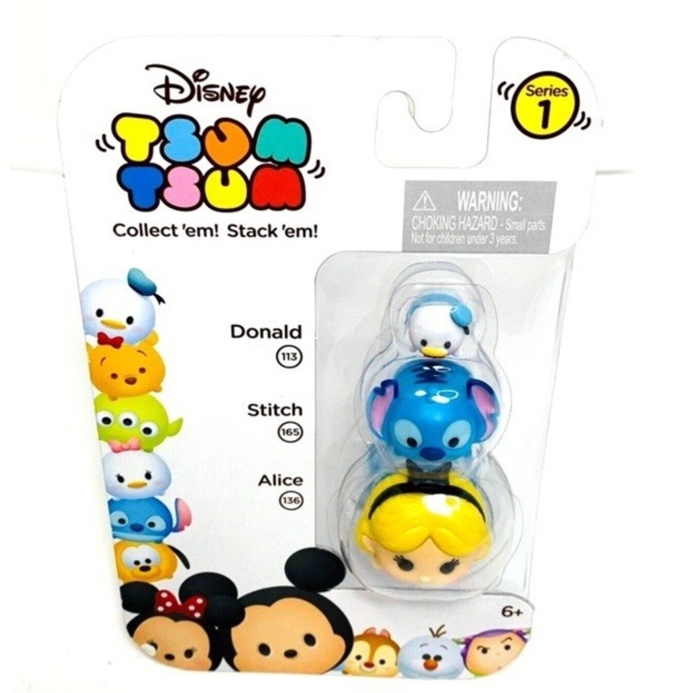Disney Tsum Tsum 3-Pack Series 1 Stack'em Figures Donald Stitch &‎ Alice
